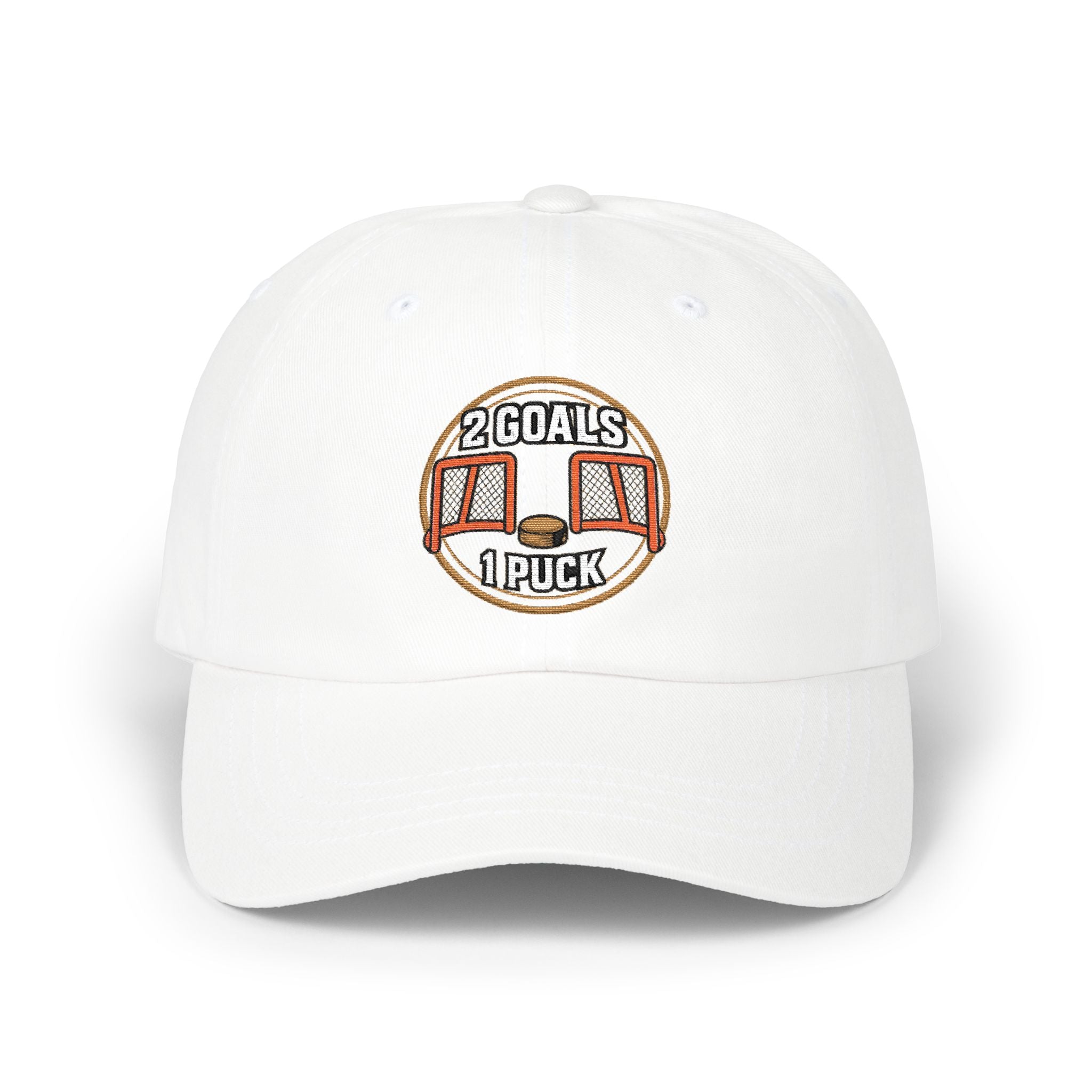 Dad Cap — Embroidered '2 Goals 1 Puck'